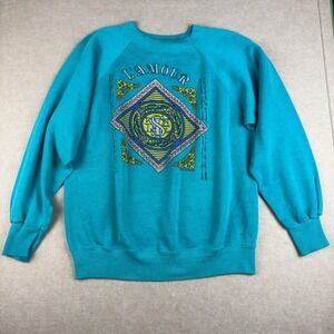 Vintage Sweets Crewneck Sweatshirt Mens‎ M Teal Graphic L'Amour USA Made